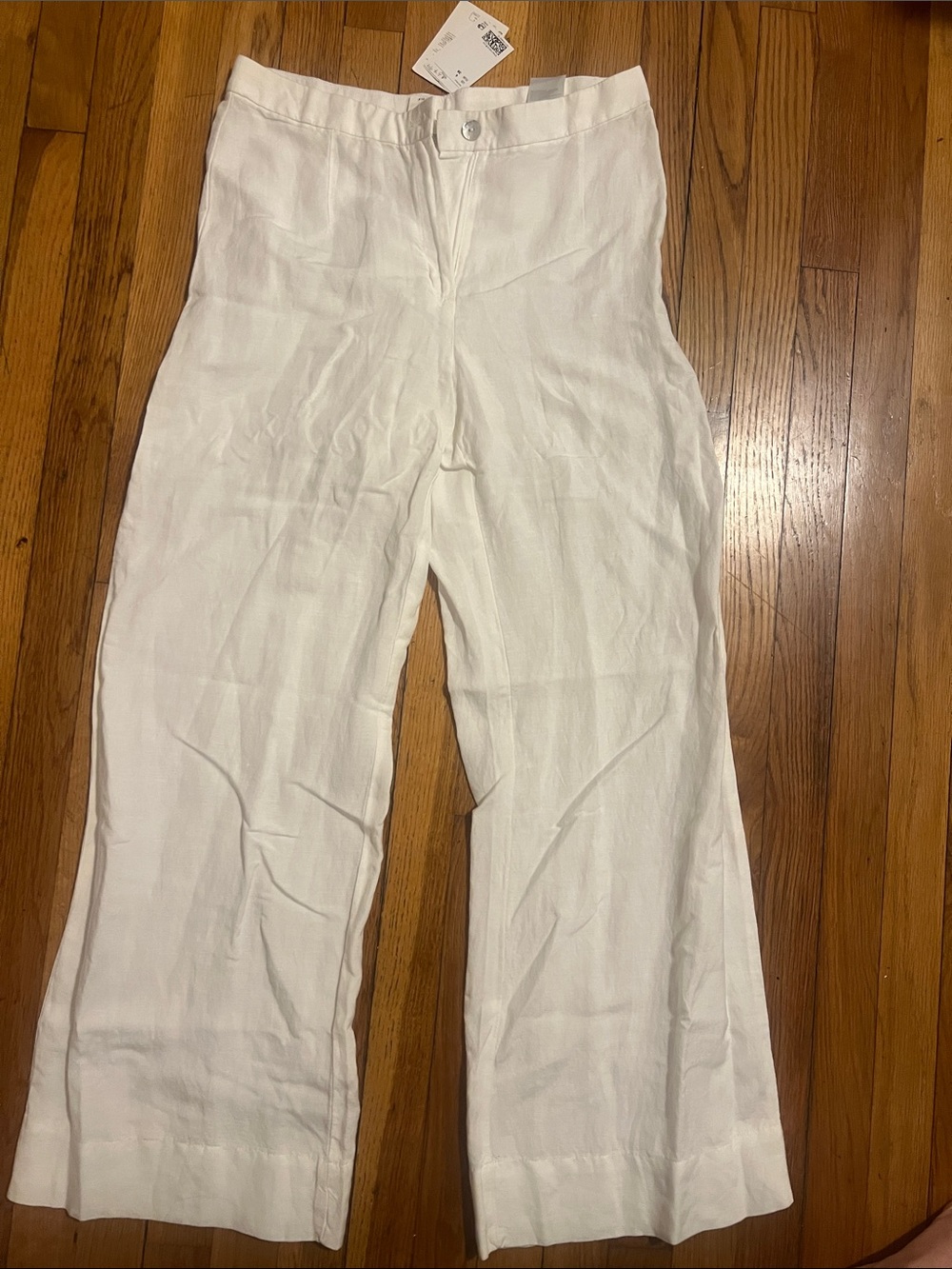 H&M Cream Wide-Leg Linen Pants
